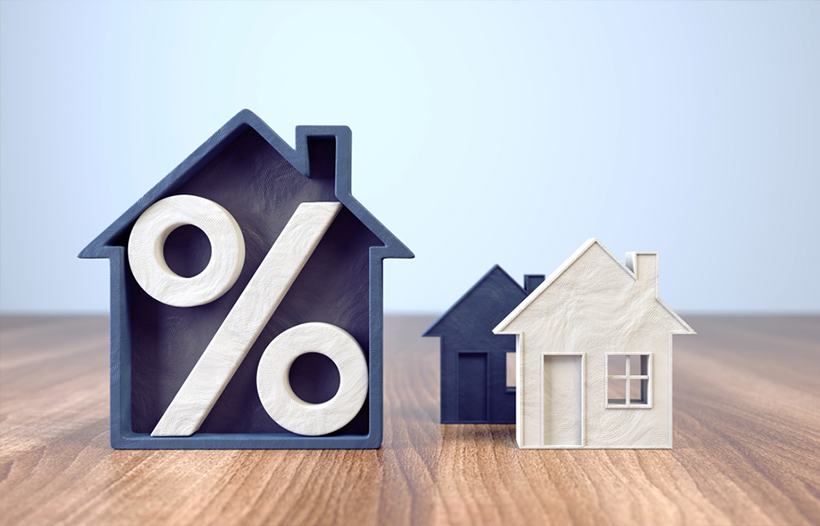 House blocks on desk surface