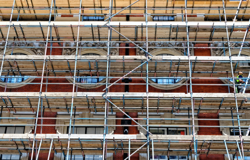 Scaffolding outside building