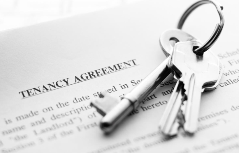 Set of keys on tenancy agreement