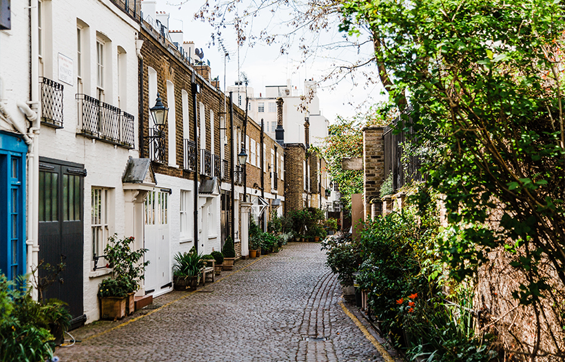 Row of Residential apartments in high street