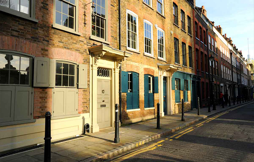 Exterior of terraced houses in street