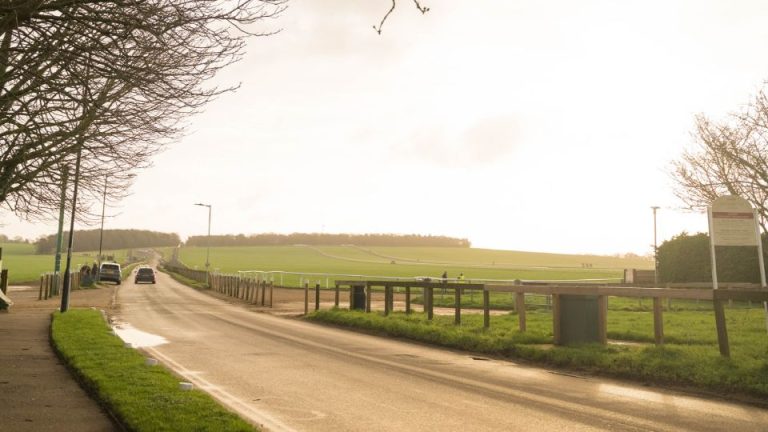 Country road through open Cambridgeshire countryside