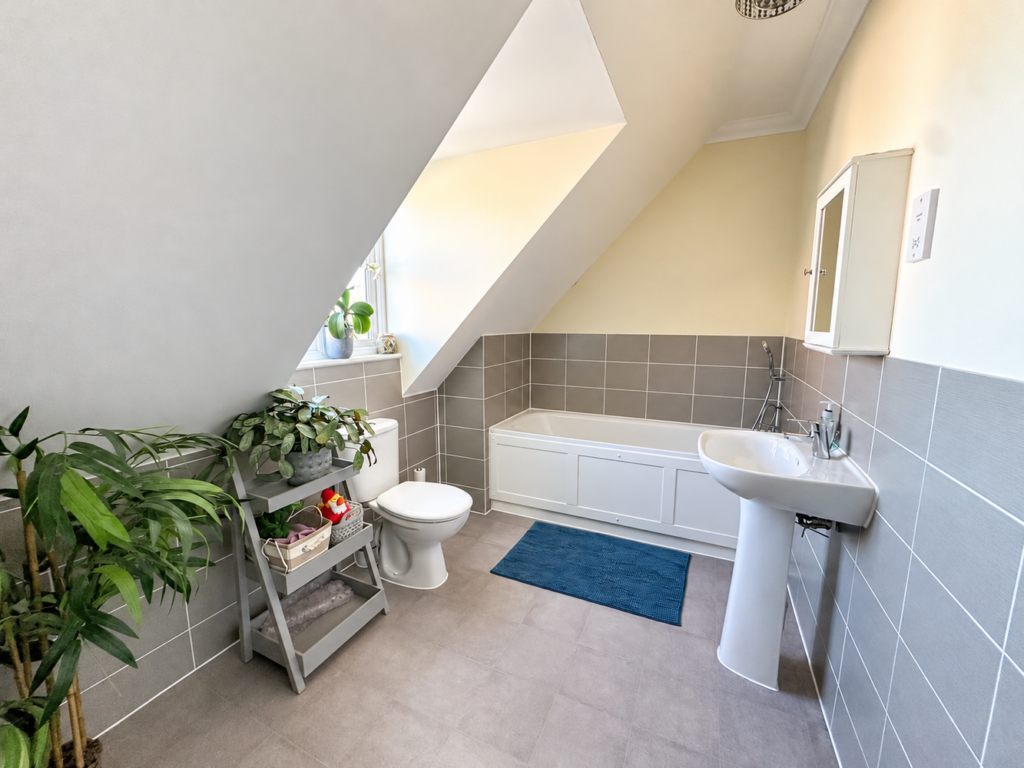 Naturally brightened bathroom scene